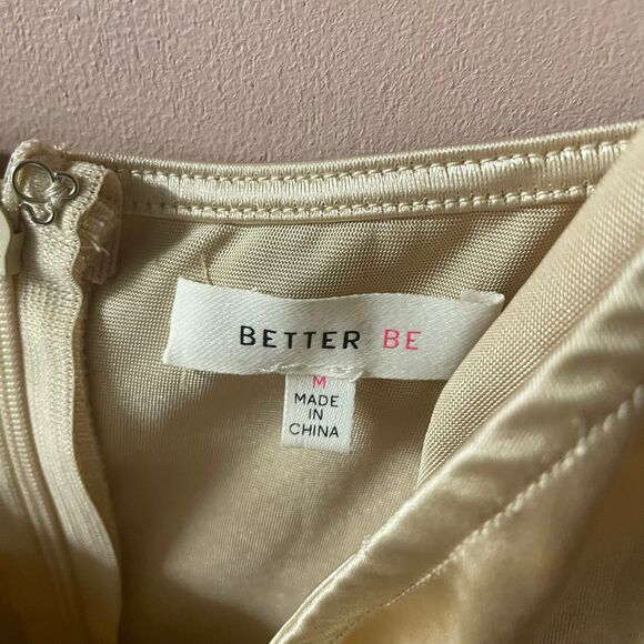 Better Be Champagne Gold Asymmetrical Bodycon Dress Size M - Picture 3 of 12